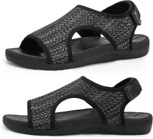 XIHALOOK Womens Orthopedic Walking Sandals with Adjustable Hooks Open Toe Sports Sandals Breathable Knit Summer Shoes
