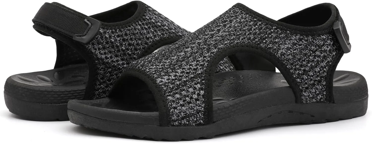 XIHALOOK Womens Orthopedic Walking Sandals with Adjustable Hooks Open Toe Sports Sandals Breathable Knit Summer Shoes