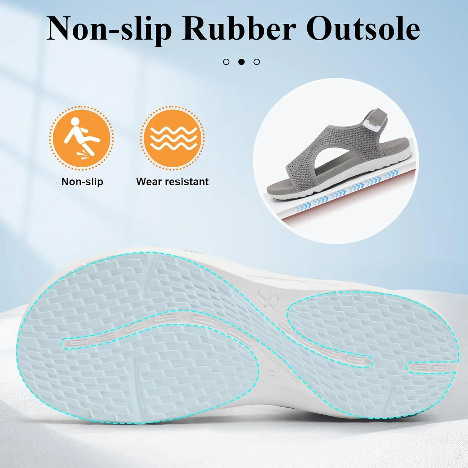 XIHALOOK Womens Orthopedic Walking Sandals with Adjustable Hooks Open Toe Sports Sandals Breathable Knit Summer Shoes