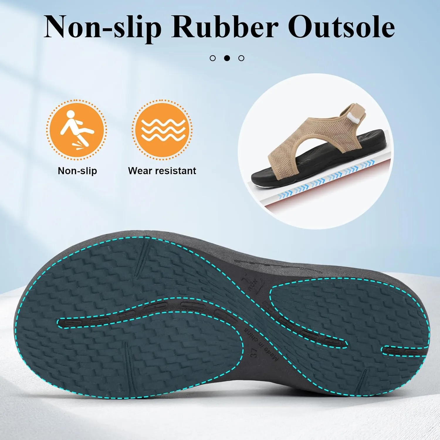 XIHALOOK Womens Orthopedic Walking Sandals with Adjustable Hooks Open Toe Sports Sandals Breathable Knit Summer Shoes