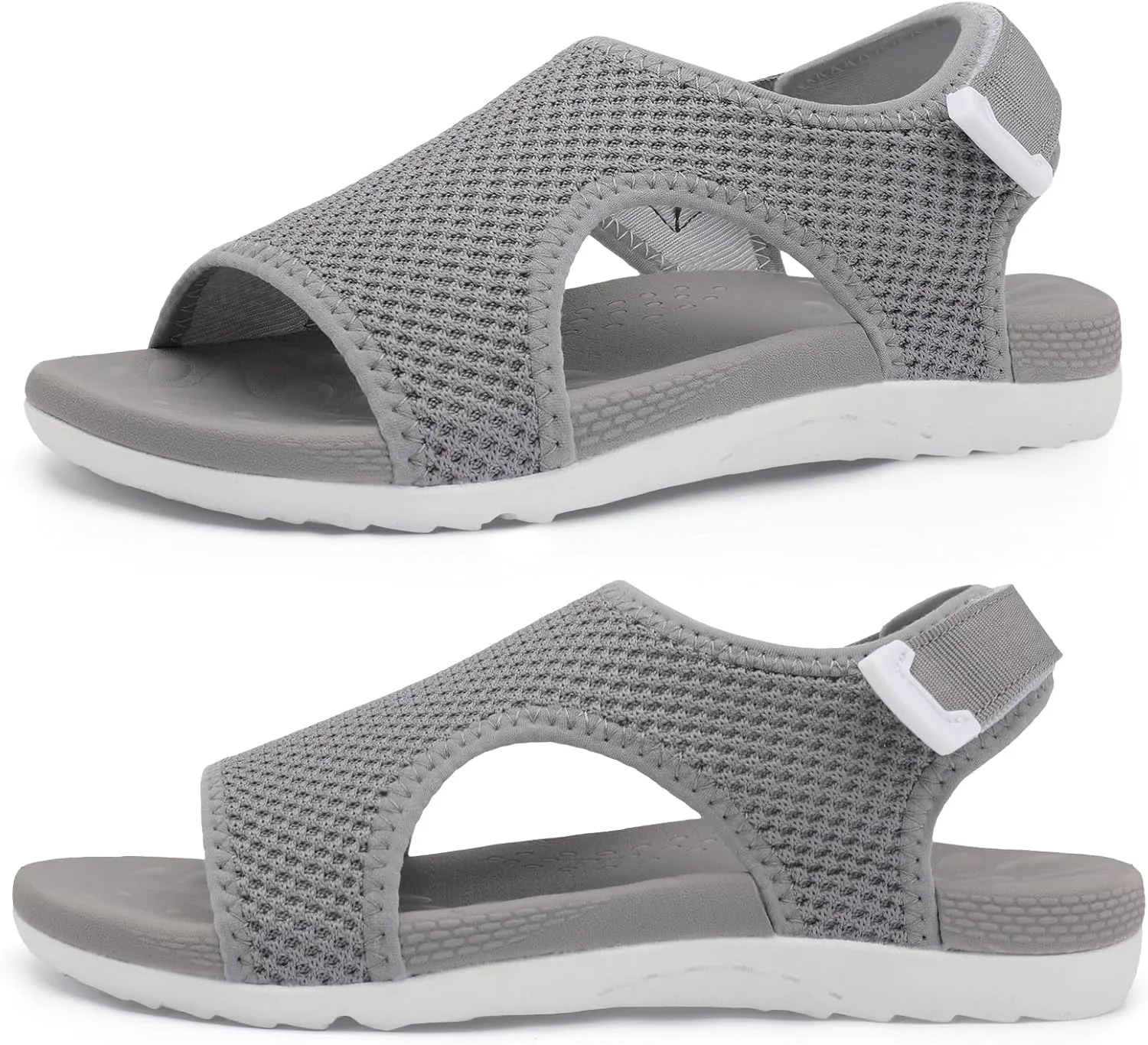 XIHALOOK Womens Orthopedic Walking Sandals with Adjustable Hooks Open Toe Sports Sandals Breathable Knit Summer Shoes
