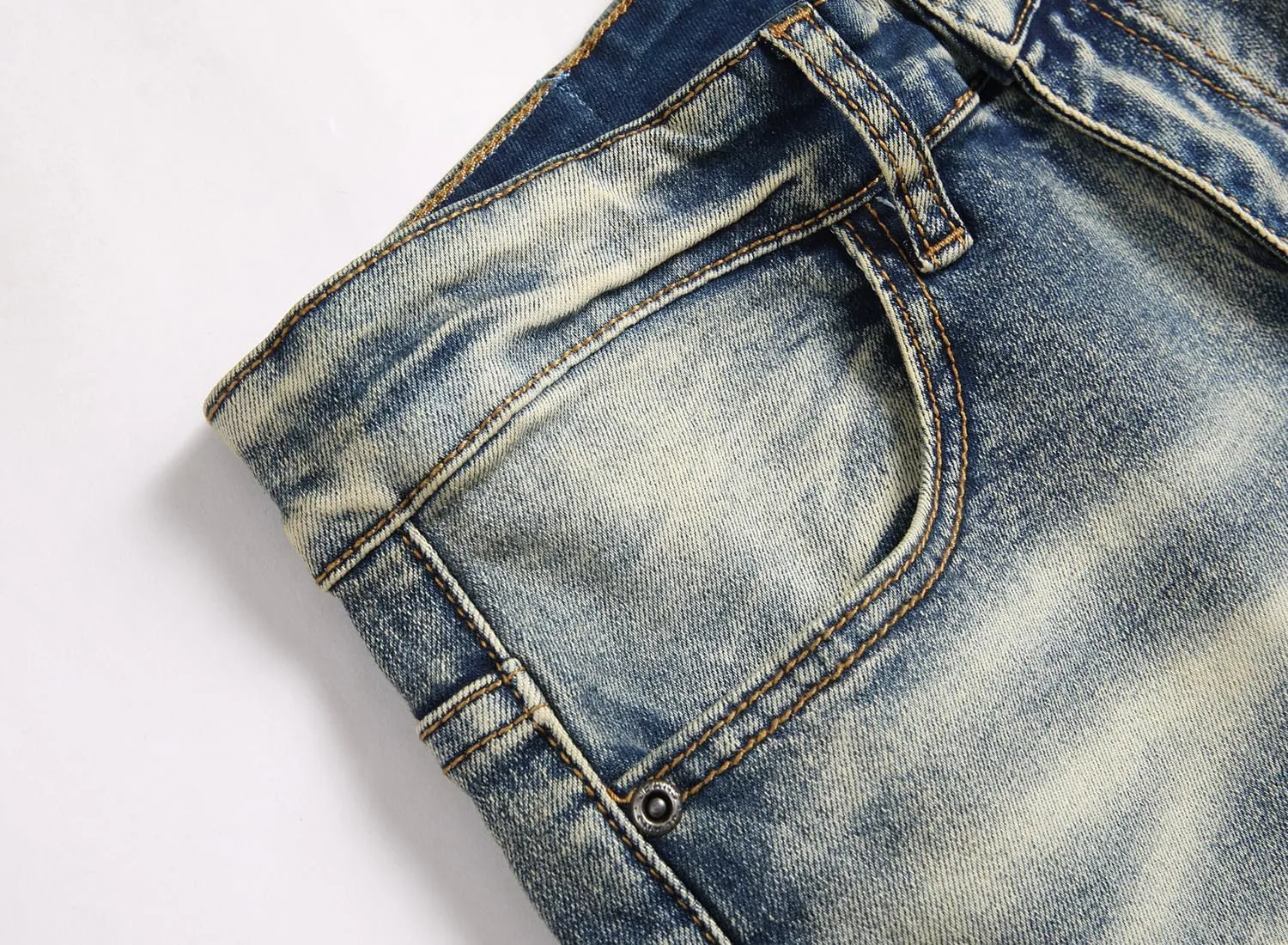 XIMXIMMTIAN Men's Biker Moto Washed Distressed Slim Fit Straight Jeans Denim…