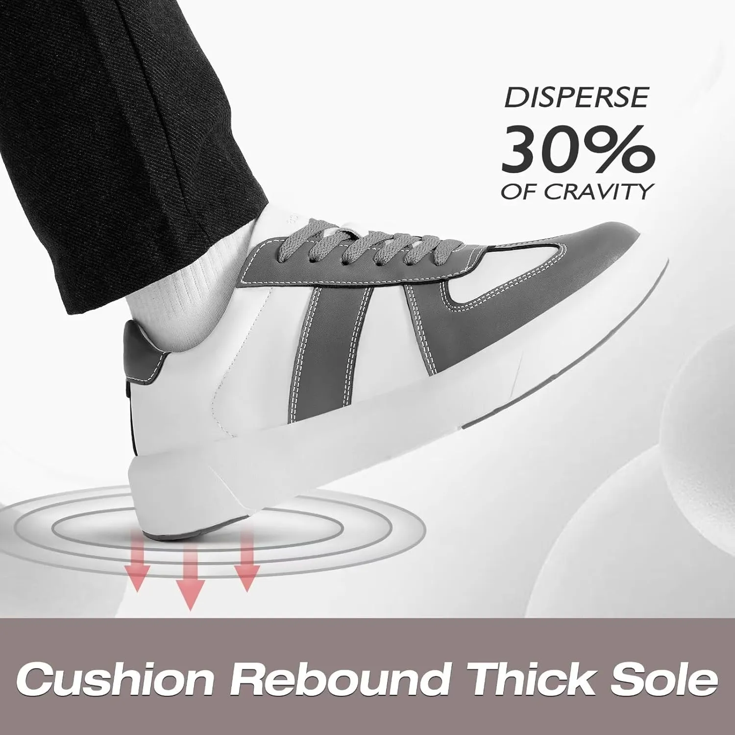 XPACS Men's Orthopedic Leather Dress Fashion Sneakers: Comfortable Plantar Fasciitis Arch Support Walking Shoes, Casual Business Adjustable Fit Orthotic Oxfords for Heel and Foot Pain Relief