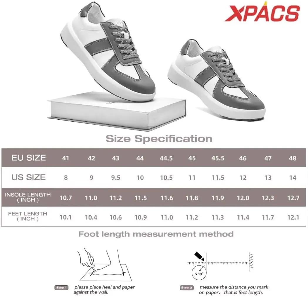 XPACS Men's Orthopedic Leather Dress Fashion Sneakers: Comfortable Plantar Fasciitis Arch Support Walking Shoes, Casual Business Adjustable Fit Orthotic Oxfords for Heel and Foot Pain Relief
