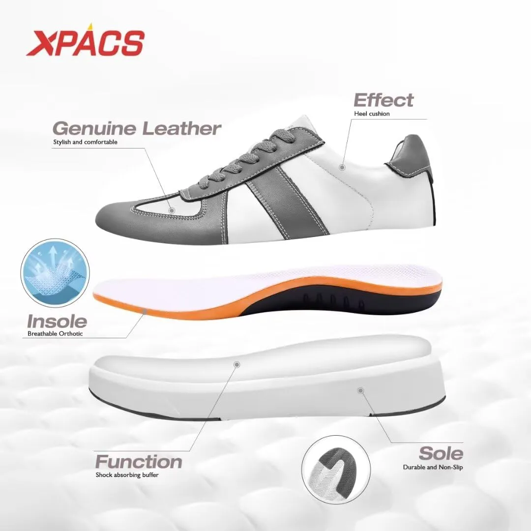 XPACS Men's Orthopedic Leather Dress Fashion Sneakers: Comfortable Plantar Fasciitis Arch Support Walking Shoes, Casual Business Adjustable Fit Orthotic Oxfords for Heel and Foot Pain Relief