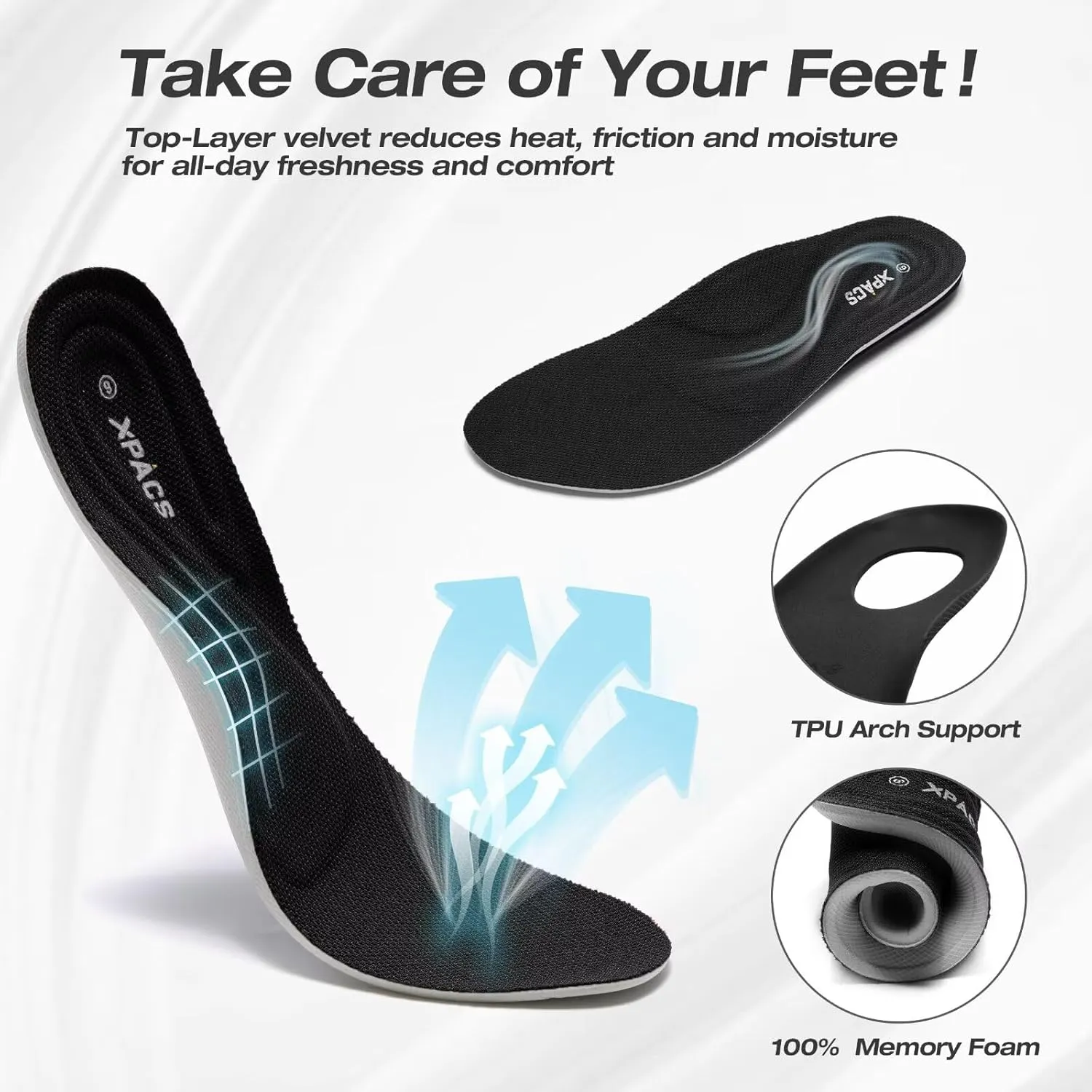 XPACS Men's Orthopedic Leather Dress Walking Shoes: Comfortable Arch Support Plantar Fasciitis Flat Feet Sneakers, Casual Business Work Adjustable Fit Heel Foot Pain Relief Orthotic Oxfords