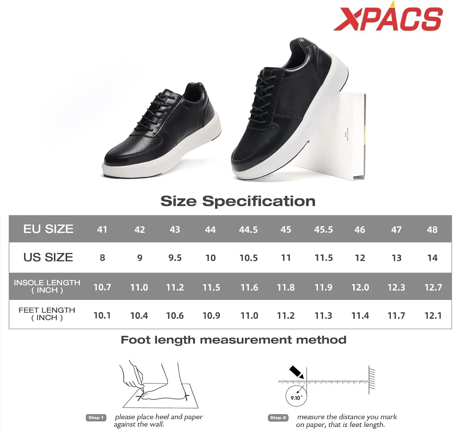 XPACS Men's Orthopedic Leather Dress Walking Shoes: Comfortable Arch Support Plantar Fasciitis Flat Feet Sneakers, Casual Business Work Adjustable Fit Heel Foot Pain Relief Orthotic Oxfords