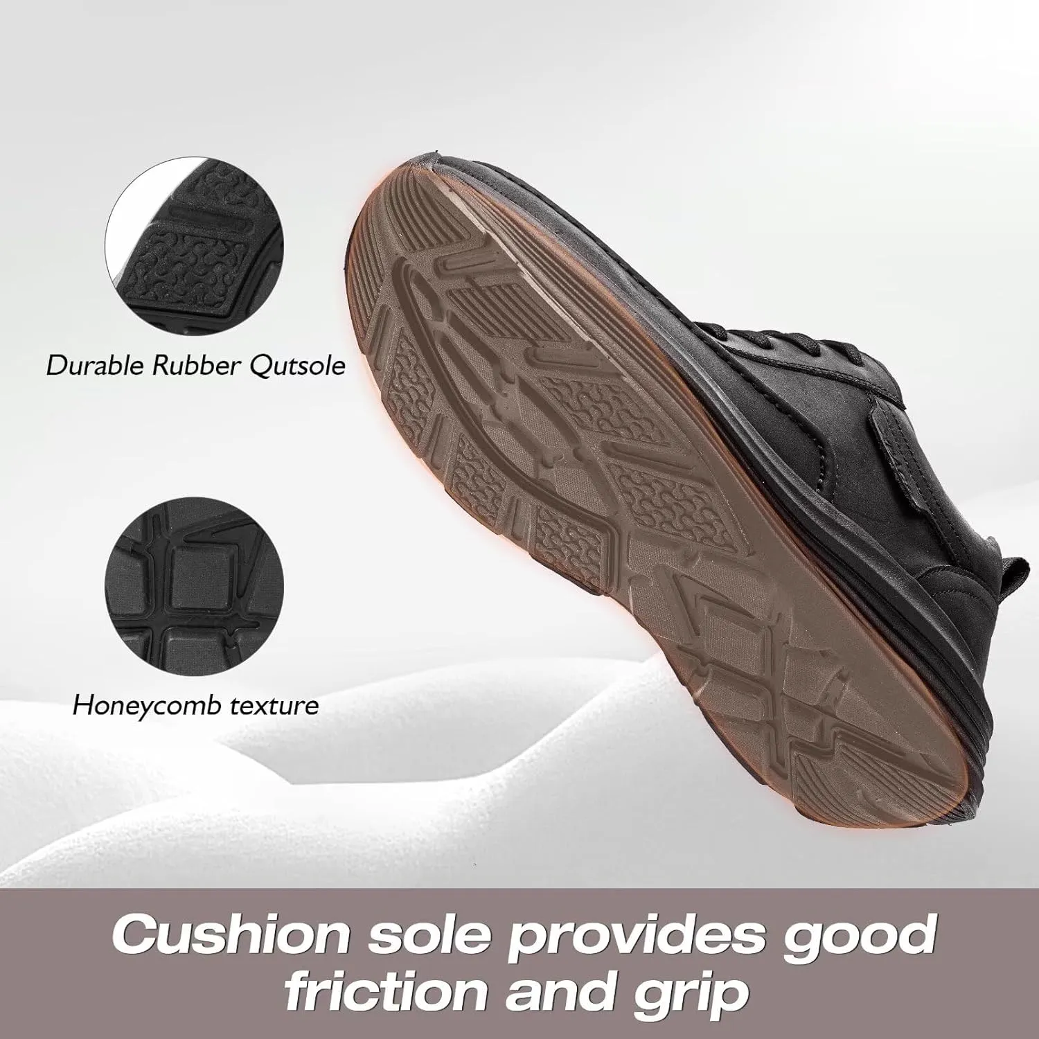 XPACS Men's Orthopedic Leather Dress Walking Shoes: Comfortable Plantar Fasciitis Fashion Sneakers with Arch Support, Casual Business Orthotic Thick Sole Sneakers for Foot and Heel Pain Relief