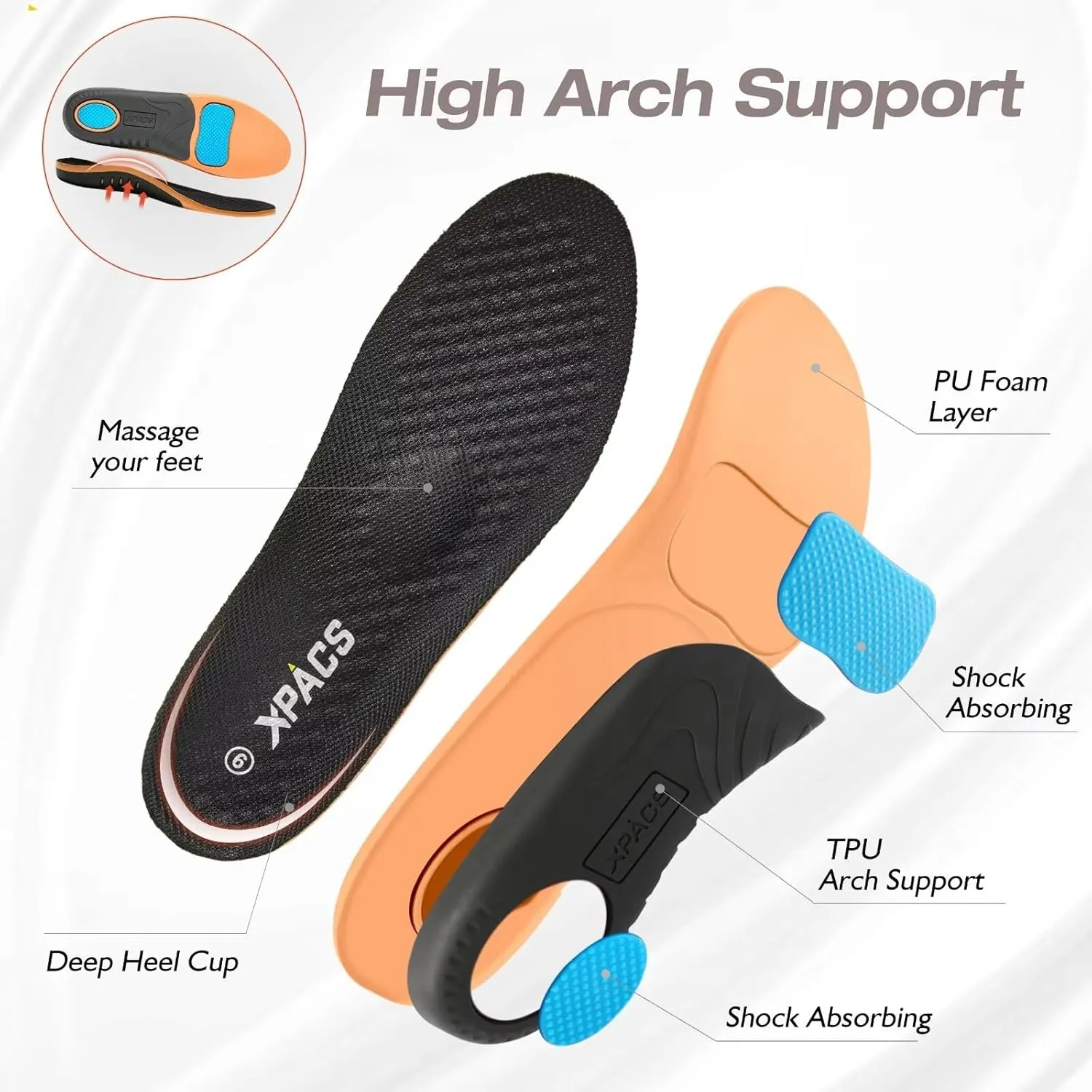 XPACS Men's Orthopedic Leather Dress Walking Shoes: Comfortable Plantar Fasciitis Fashion Sneakers with Arch Support, Casual Business Orthotic Thick Sole Sneakers for Foot and Heel Pain Relief
