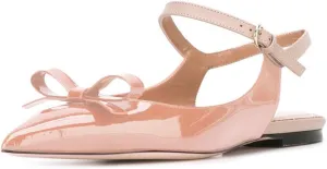 XYD Women Pointed Toe Bows Flats Ankle Strap Open Back Comfortable Ballet Shoes with Bowknots