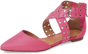 XYD Women Retro Crossover Strap Eyelet Pointed Toe Flats Sandals Back Zip D'Orsay Low Heel Buckle Dress Shoes