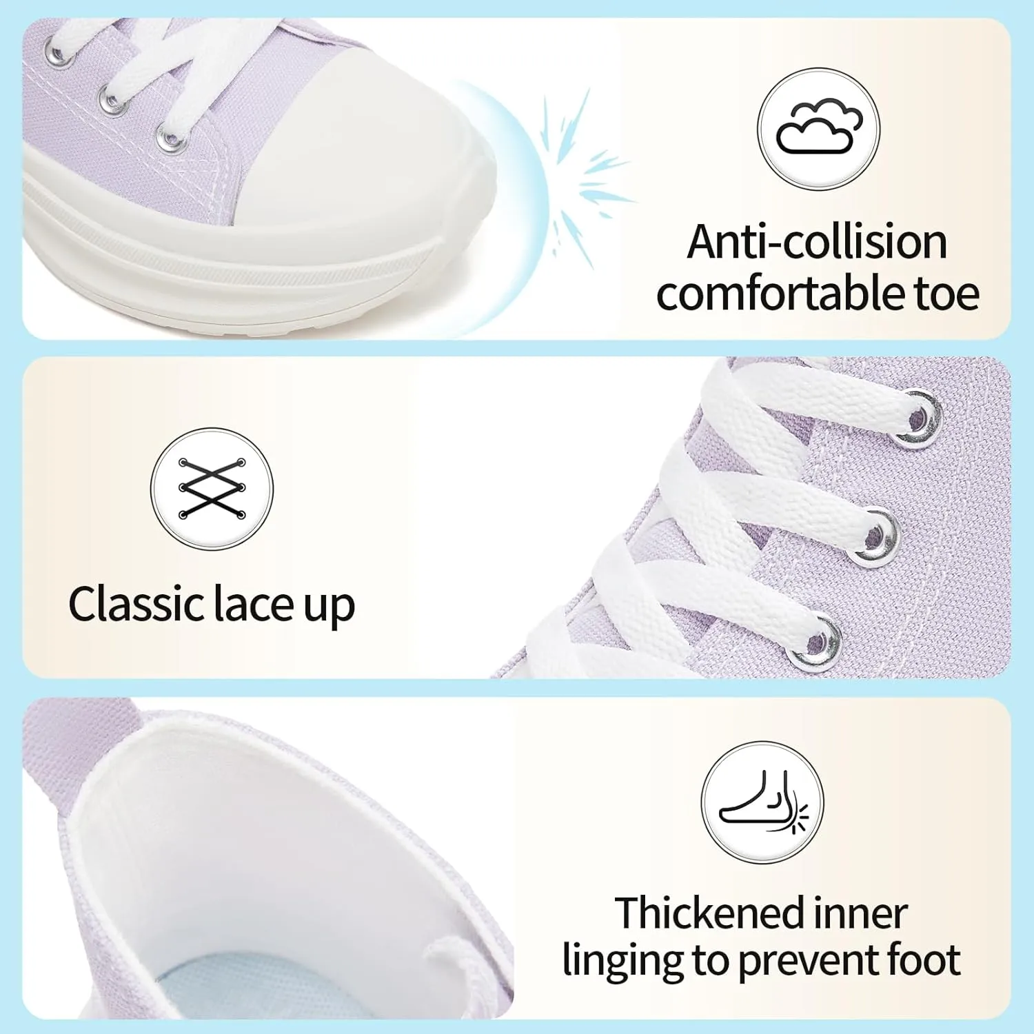 Yageyan Womens High Top Sneakers - Platform Shoes, Canvas, Tennis, Classic, Casual, Comfortable