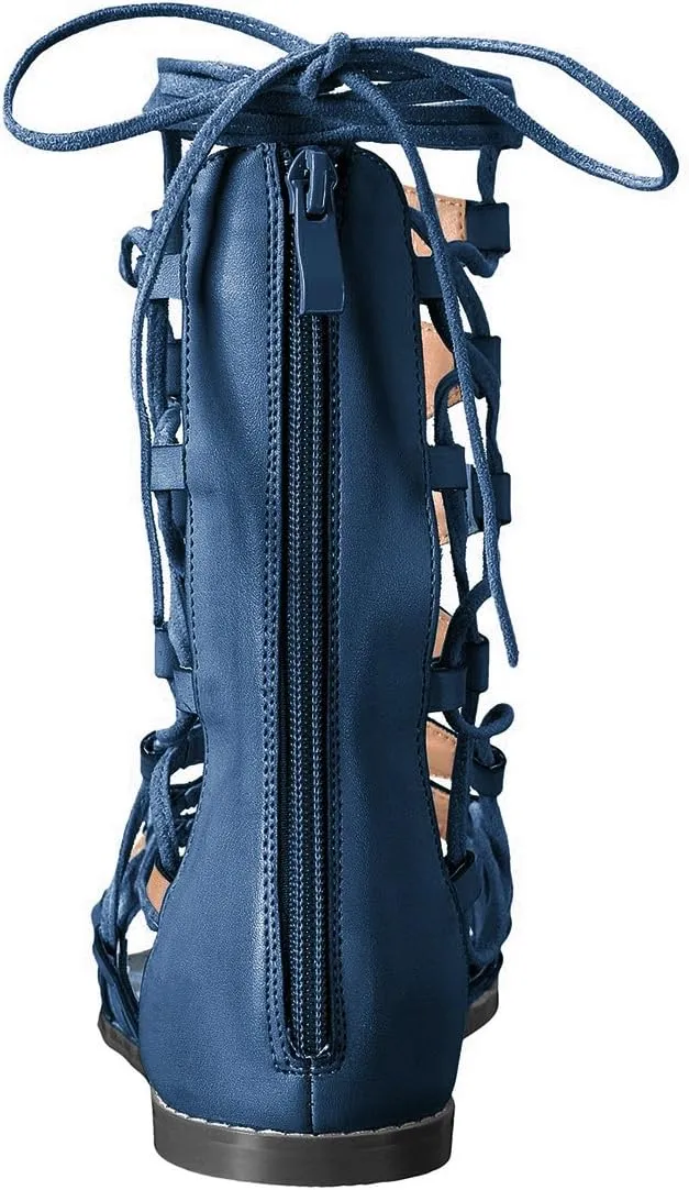 YDN Sexy Ankle High Gladiator Sandals for Women Lace up Open toe Flats Zips Shoes size 4-15 M US