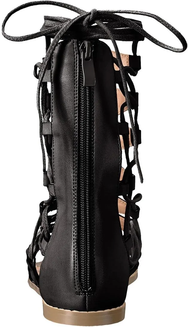 YDN Sexy Ankle High Gladiator Sandals for Women Lace up Open toe Flats Zips Shoes size 4-15 M US