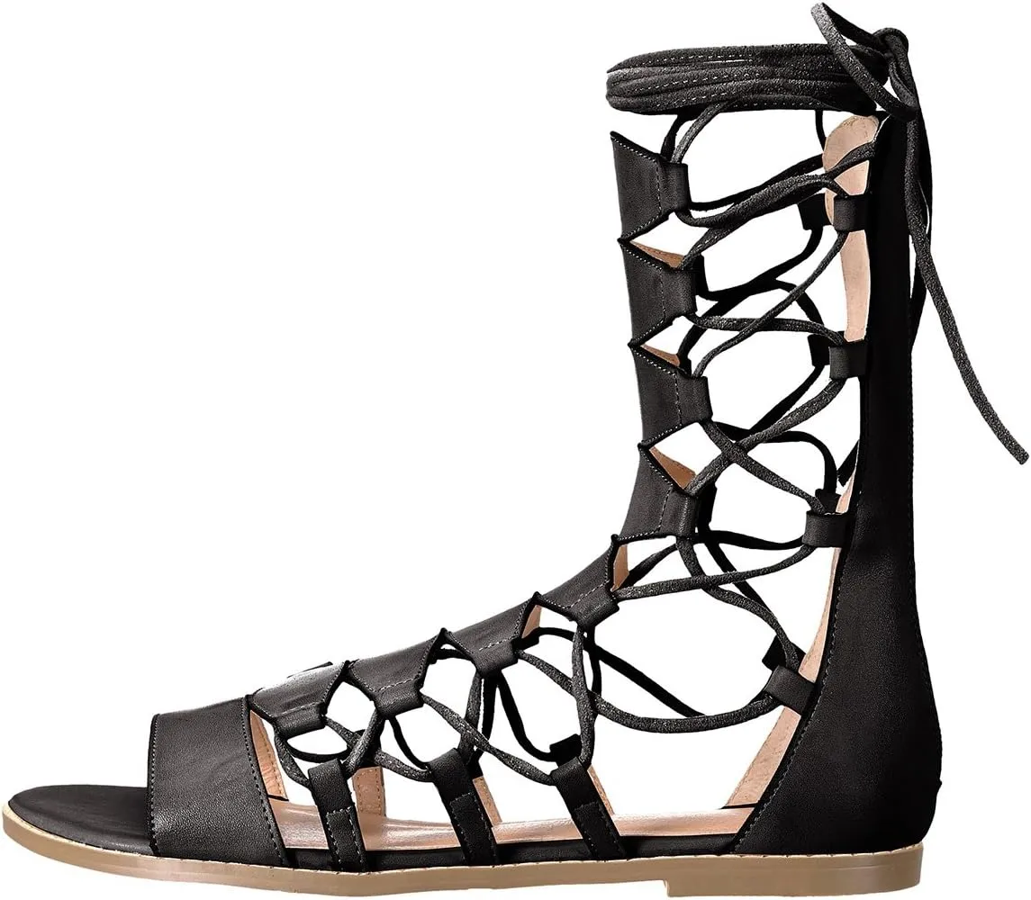 YDN Sexy Ankle High Gladiator Sandals for Women Lace up Open toe Flats Zips Shoes size 4-15 M US