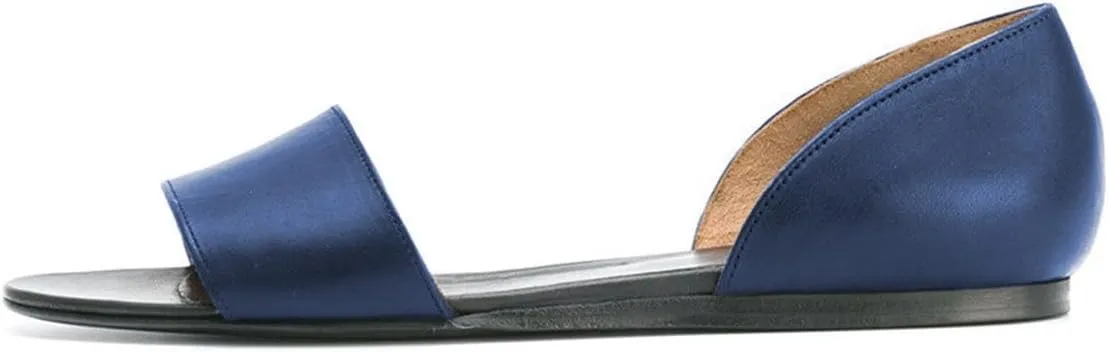 YDN Western Open Toe D'Orsay Casual Flats Sandals Slip on Comfy Walking Shoes Size 4-16 US