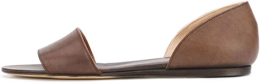 YDN Western Open Toe D'Orsay Casual Flats Sandals Slip on Comfy Walking Shoes Size 4-16 US