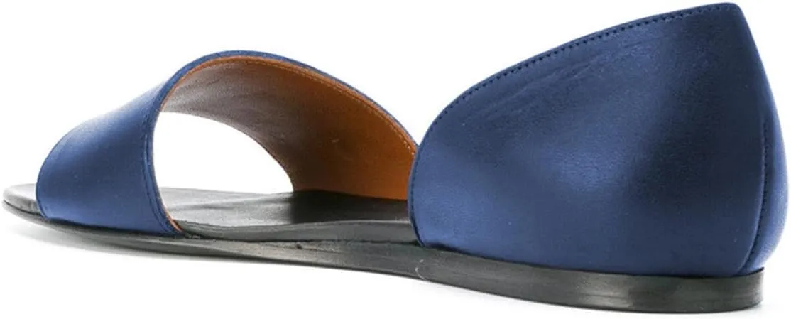 YDN Western Open Toe D'Orsay Casual Flats Sandals Slip on Comfy Walking Shoes Size 4-16 US