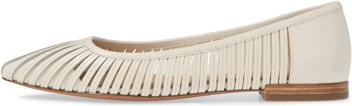 YDN Women Chic Pointed Toe Hollow Out Ballet Flats Caged Low Heel Slip On Comfy Pumps Shoes