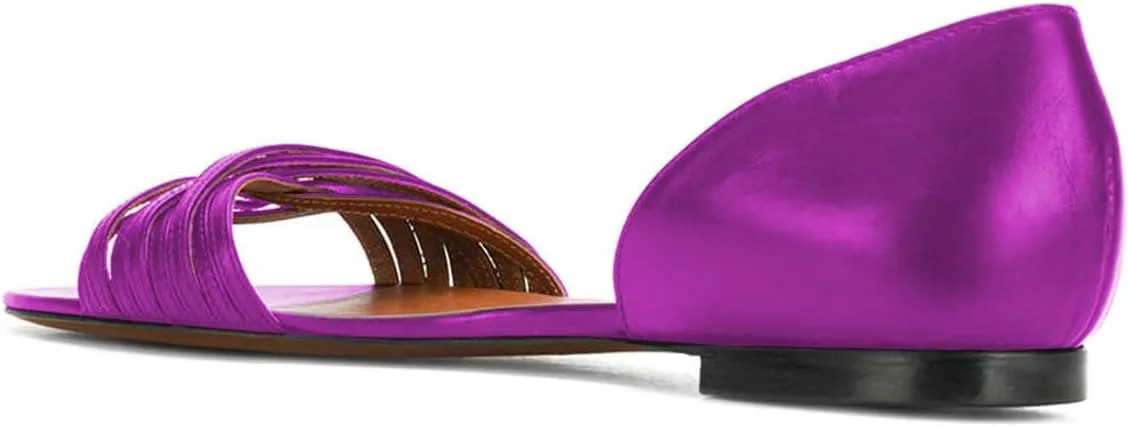 YDN Women Open Toe D'Orsay Ballet Flat Sandals Comfort Slip On Summer Walking Shoe Size 4-15 US