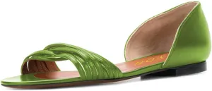 YDN Women Open Toe D'Orsay Ballet Flat Sandals Comfort Slip On Summer Walking Shoe Size 4-15 US
