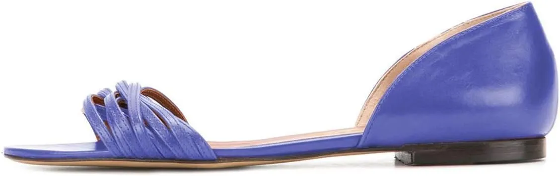 YDN Women Open Toe D'Orsay Ballet Flat Sandals Comfort Slip On Summer Walking Shoe Size 4-15 US