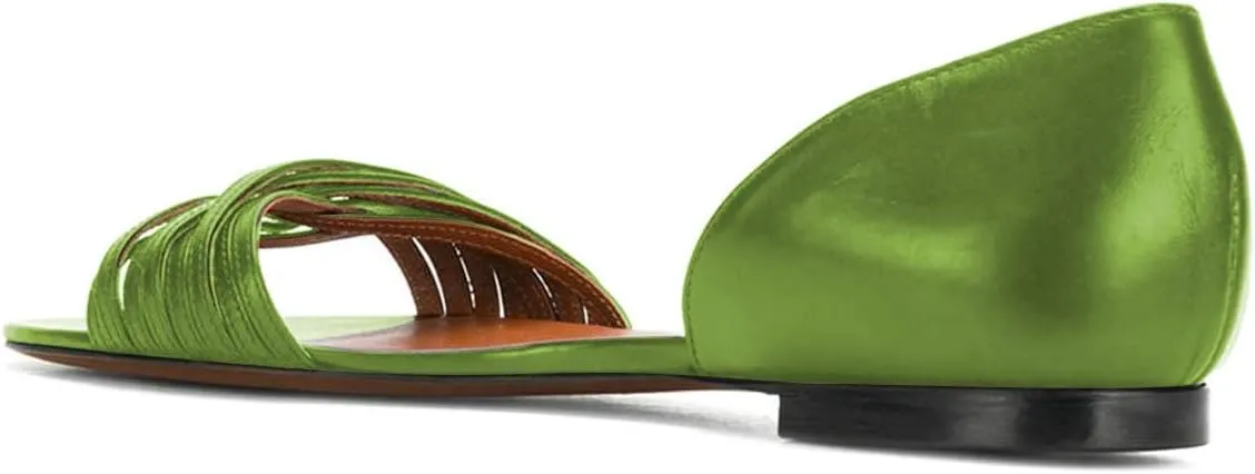 YDN Women Open Toe D'Orsay Ballet Flat Sandals Comfort Slip On Summer Walking Shoe Size 4-15 US