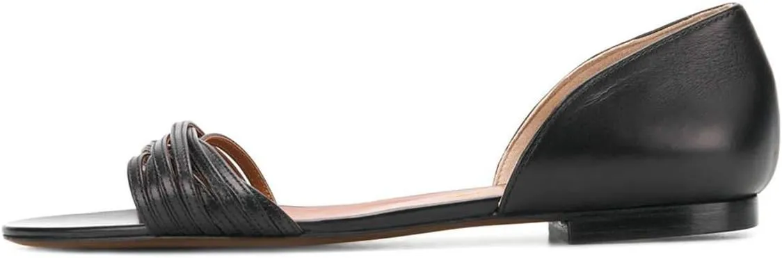 YDN Women Open Toe D'Orsay Ballet Flat Sandals Comfort Slip On Summer Walking Shoe Size 4-15 US