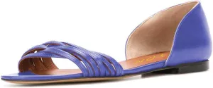 YDN Women Open Toe D'Orsay Ballet Flat Sandals Comfort Slip On Summer Walking Shoe Size 4-15 US