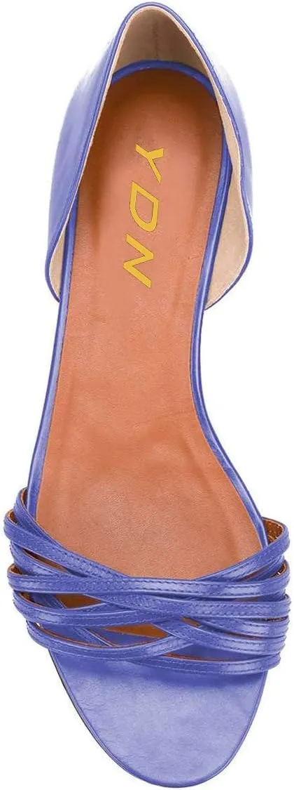 YDN Women Open Toe D'Orsay Ballet Flat Sandals Comfort Slip On Summer Walking Shoe Size 4-15 US