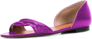 YDN Women Open Toe D'Orsay Ballet Flat Sandals Comfort Slip On Summer Walking Shoe Size 4-15 US