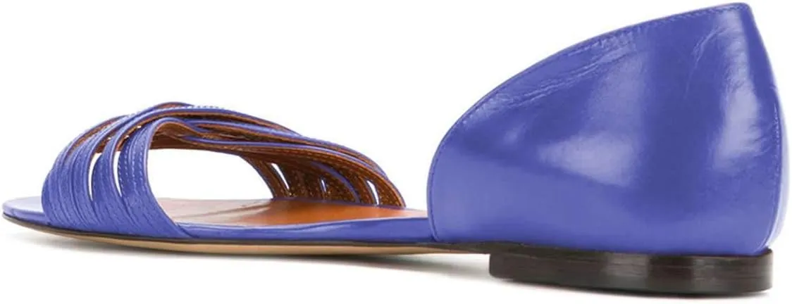 YDN Women Open Toe D'Orsay Ballet Flat Sandals Comfort Slip On Summer Walking Shoe Size 4-15 US