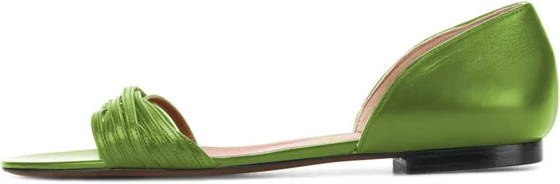 YDN Women Open Toe D'Orsay Ballet Flat Sandals Comfort Slip On Summer Walking Shoe Size 4-15 US