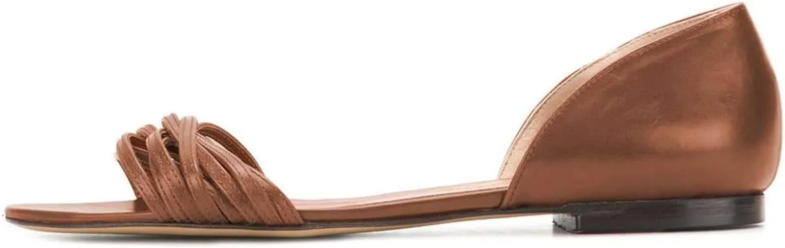 YDN Women Open Toe D'Orsay Ballet Flat Sandals Comfort Slip On Summer Walking Shoe Size 4-15 US