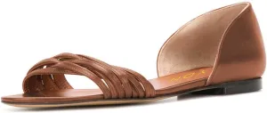 YDN Women Open Toe D'Orsay Ballet Flat Sandals Comfort Slip On Summer Walking Shoe Size 4-15 US