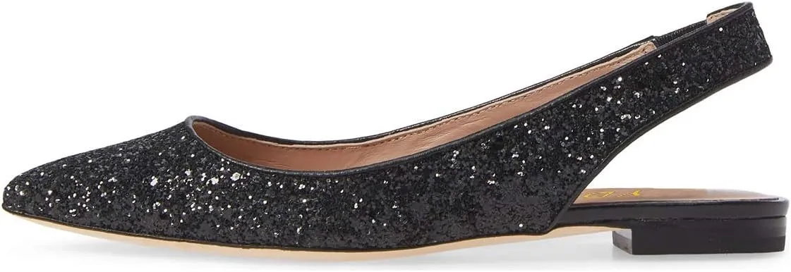YDN Women's Pointed Toe Slingback Ballet Flats Low Heel Slide Sandals Comfortable Slip On Dress Pump Size 4 15 US