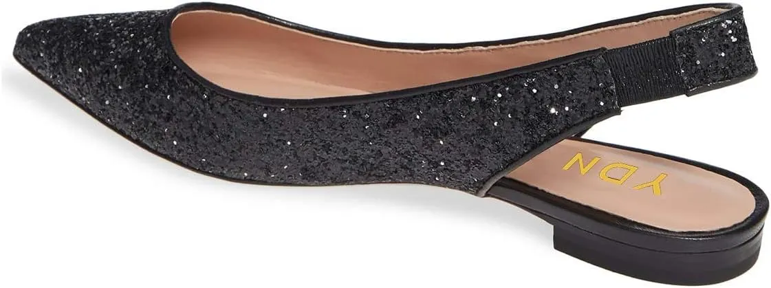 YDN Women's Pointed Toe Slingback Ballet Flats Low Heel Slide Sandals Comfortable Slip On Dress Pump Size 4 15 US