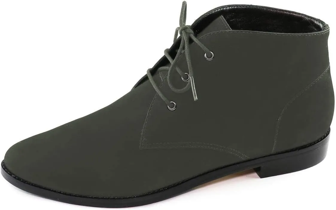YDN Womens Trendy Low Heel Pointy Toe Lace Up Chukka Ankle Boots Flats Fall Winter Booties Casual Formal Dress Shoe Size 4-15 US