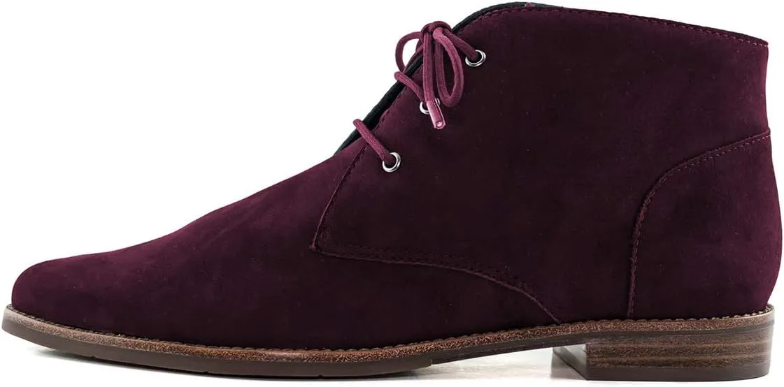 YDN Womens Trendy Low Heel Pointy Toe Lace Up Chukka Ankle Boots Flats Fall Winter Booties Casual Formal Dress Shoe Size 4-15 US