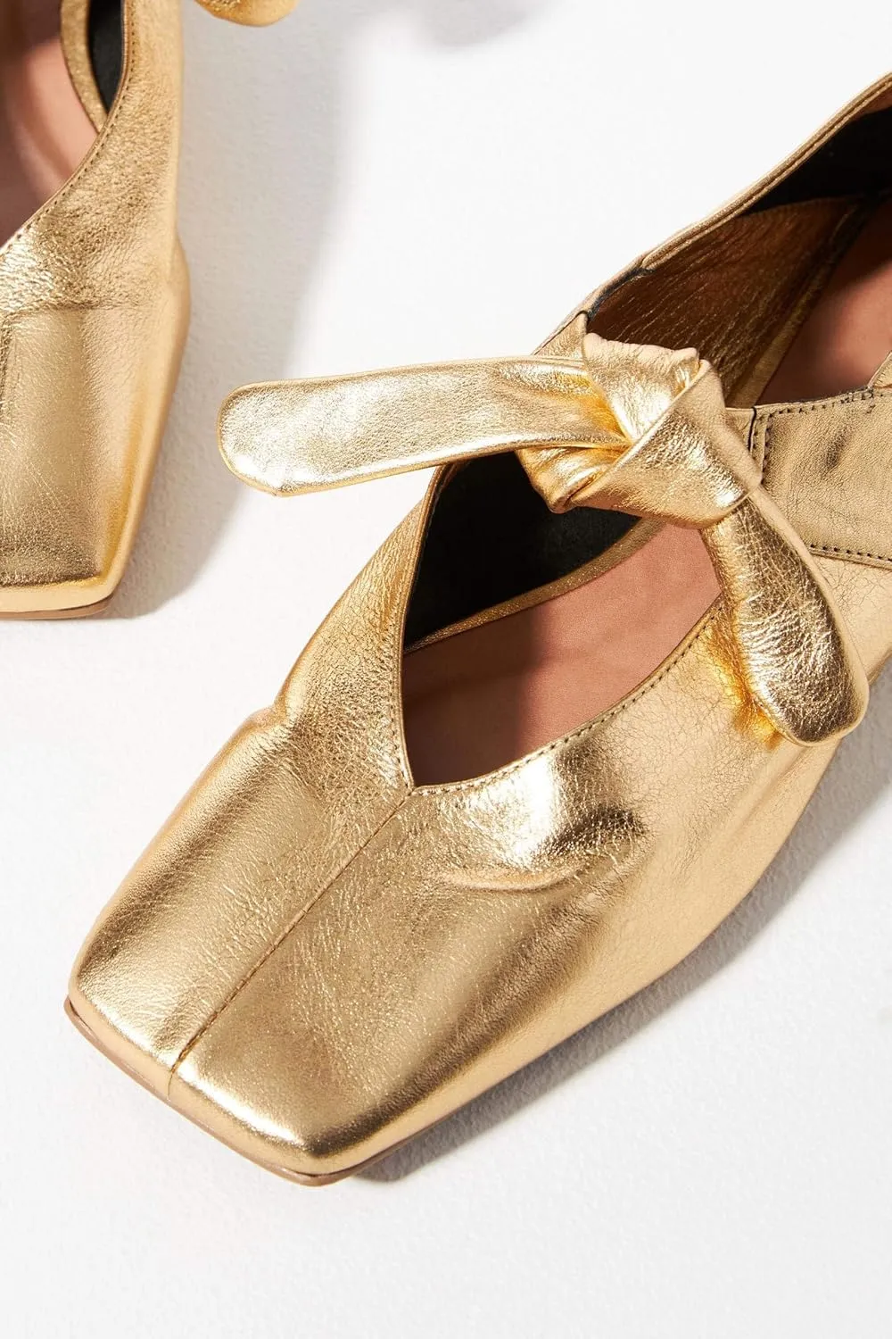 Yishaweiqi Bow Knot Ballet Flats Shoes for Women Bowtie Strap Ballerina Shoes Slip-on Square Toe Mary Jane Flats