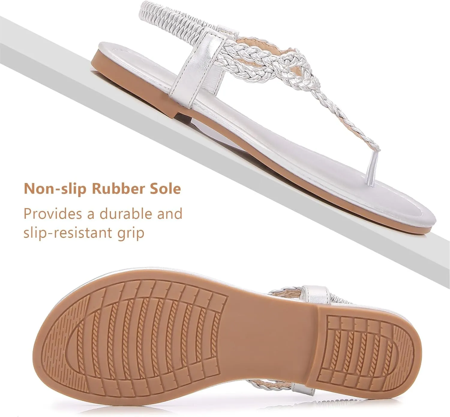 zeetoo Women's Flat Sandals Summer T-StrapThong Bohemian Casual Comfortable Dressy Sandals for Women