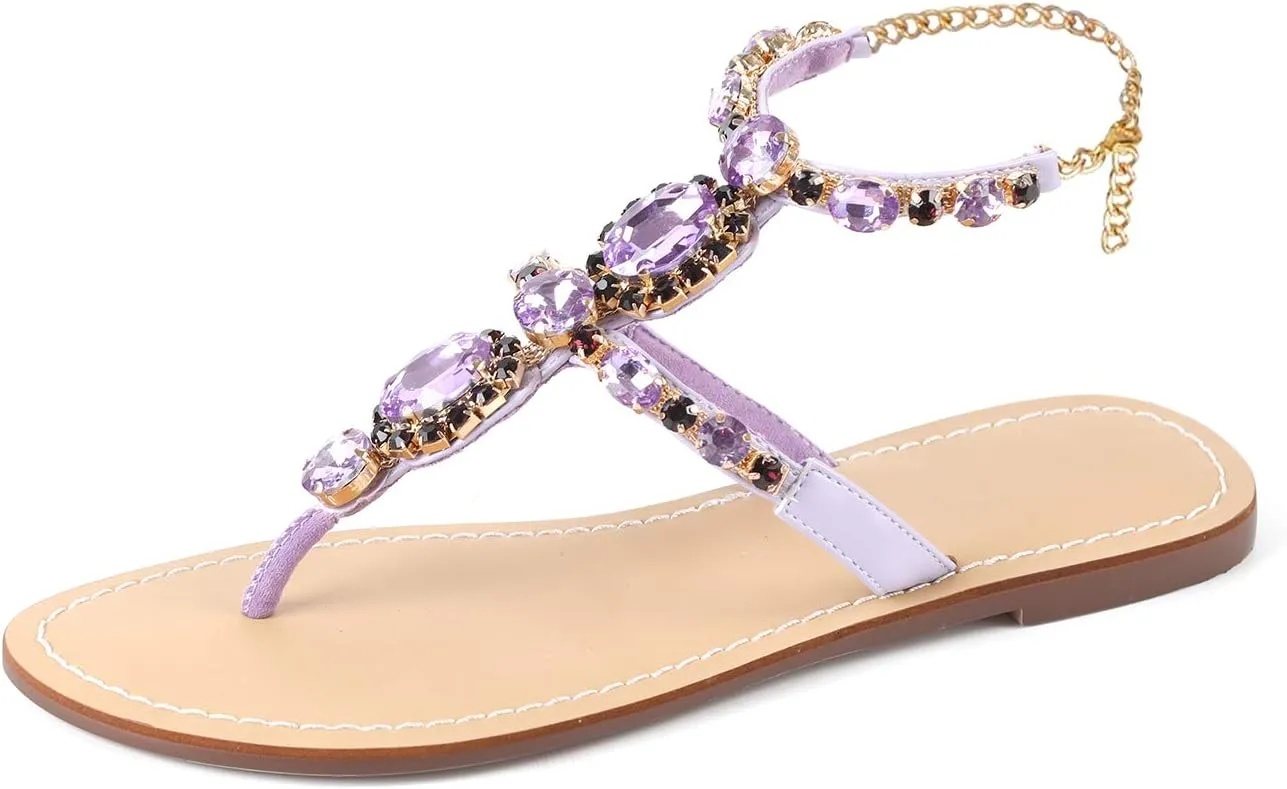 ZhuLinFeng Women'S Rhinestone Gladiator Sandals Flat Wedding Sandals Gem Pearl Sparkling Bridal Bridesmaid Sandals Blue Bohemian Sandals